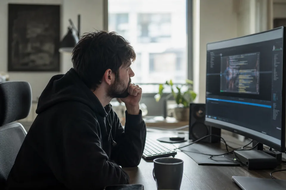 Technical lead reviewing a coding test replay